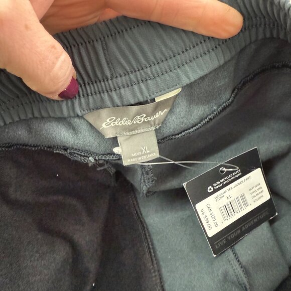 Eddie Bauer Camp Tek Storm Gray Performance Stretch Jogger Pants Mens sz XL NEW - Picture 2 of 13